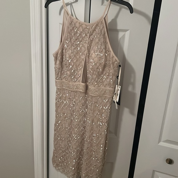 NWT, Aidan Mattox  size 10 champagne color cocktail dress
Sparkly, sequins - Picture 4 of 5